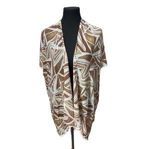 Room Mates Brown White Abstract Size Medium Sheer Cardigan Coverup‎